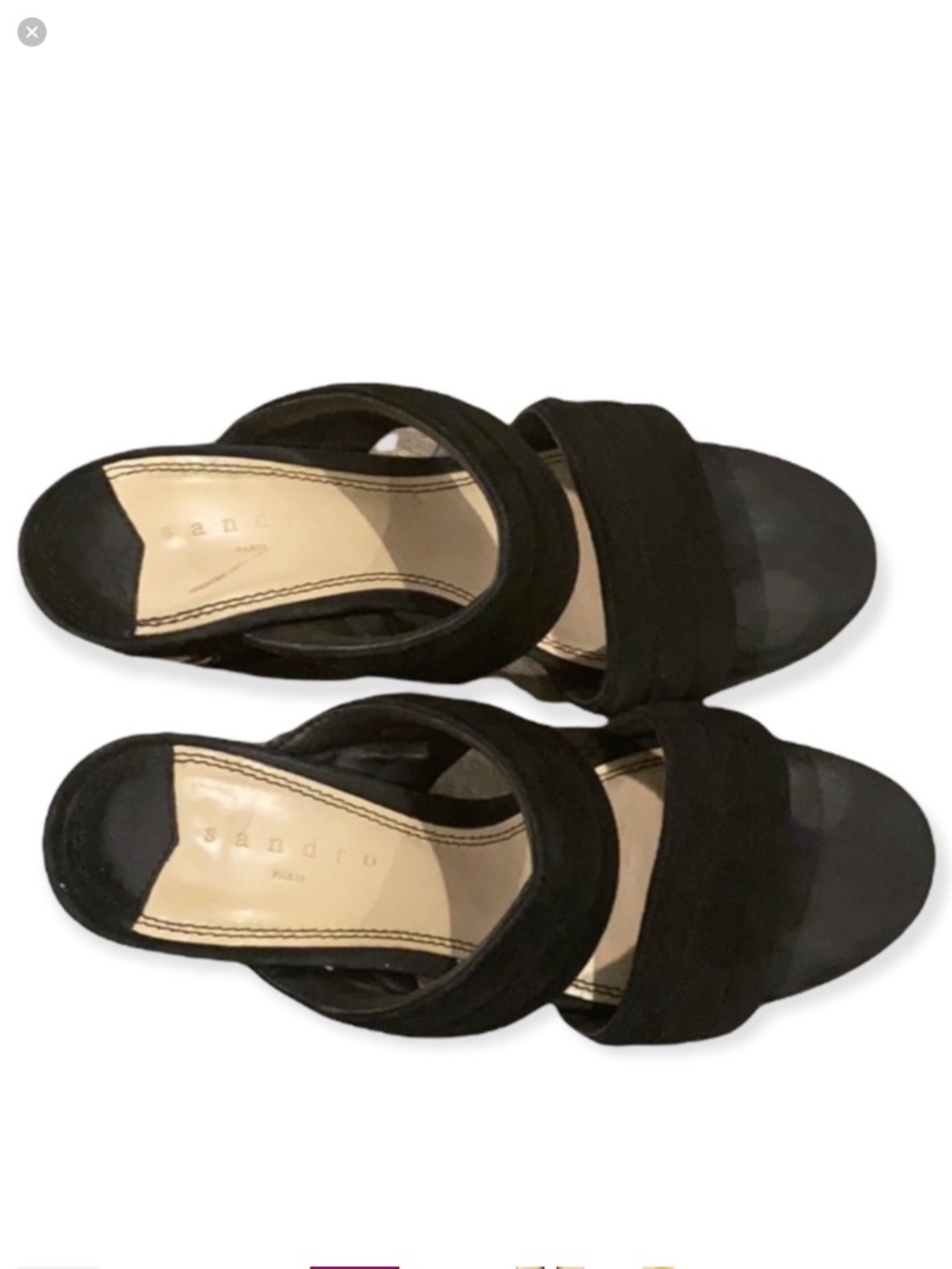 Authentic Sandro designer True Love black suede leather mules sandals Sz 7 - Picture 5 of 9